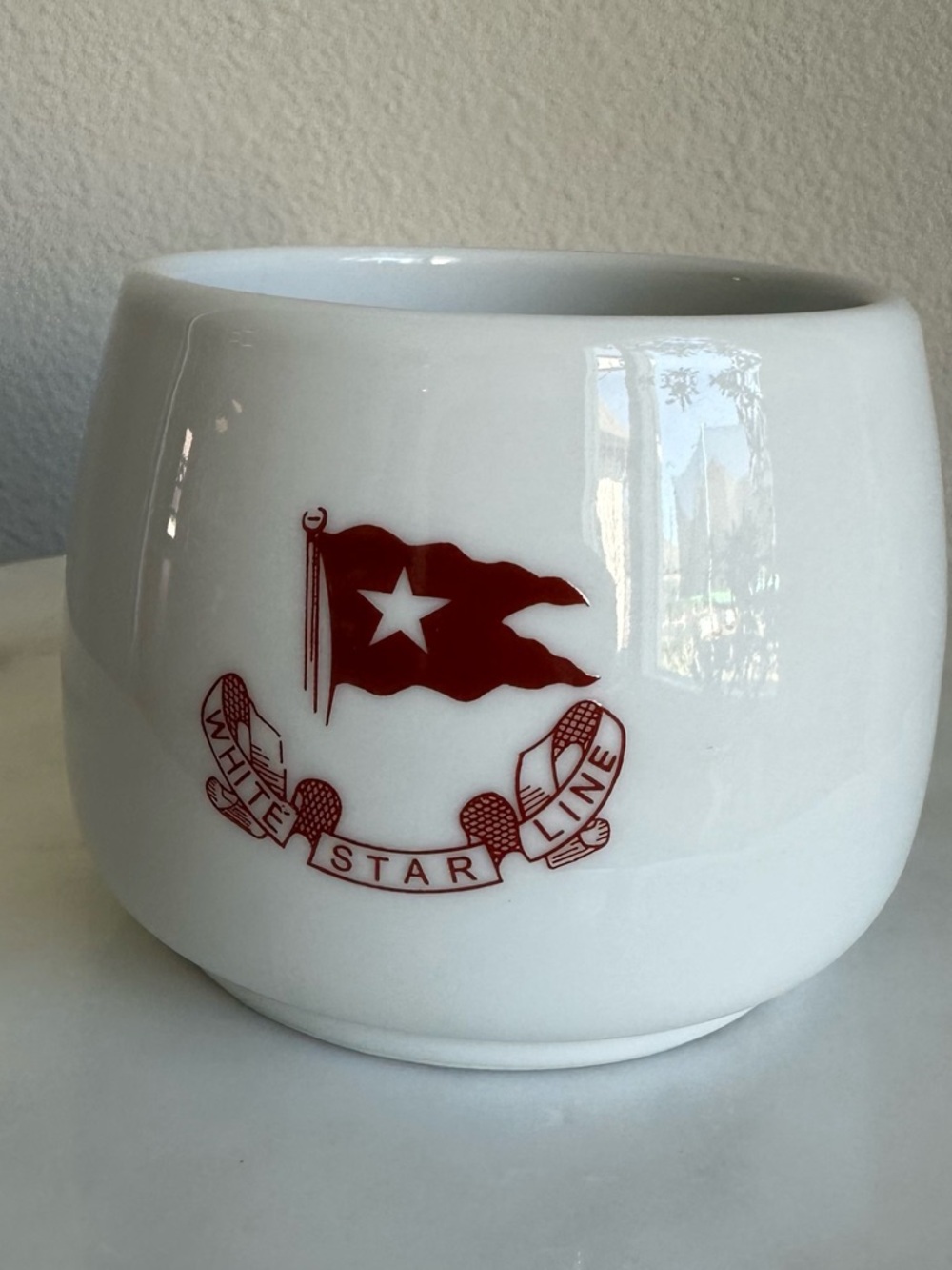 Authentic Titanic Reproduction Ceramic Mug with Red White Star Line Emblem